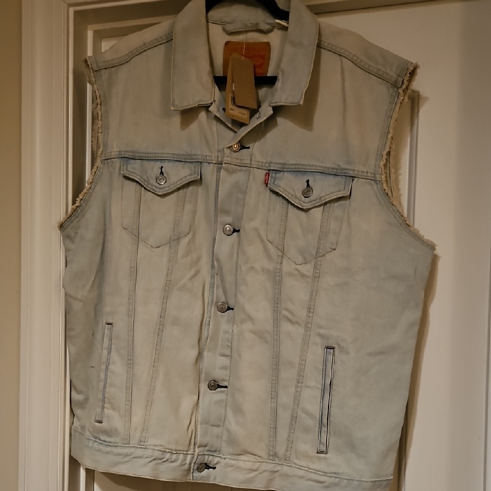 Levi's Blue Denim Vest Classic Sleeveless Style